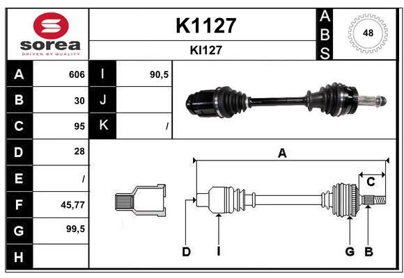 SNRA K1127 Drive shaft K1127