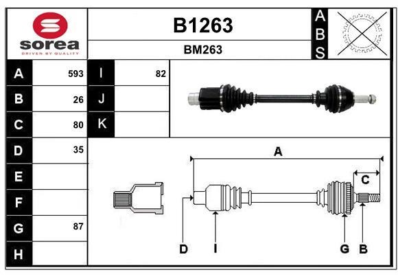 SNRA B1263 Drive shaft B1263