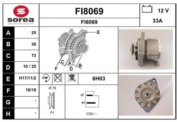 SNRA FI8069 Alternator FI8069