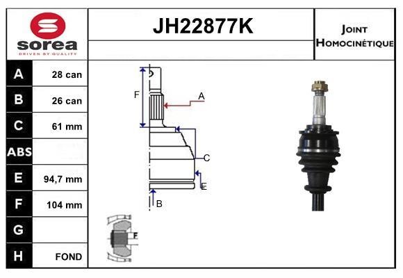 SNRA JH22877K Joint kit, drive shaft JH22877K