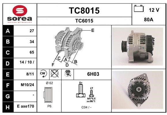 SNRA TC8015 Alternator TC8015