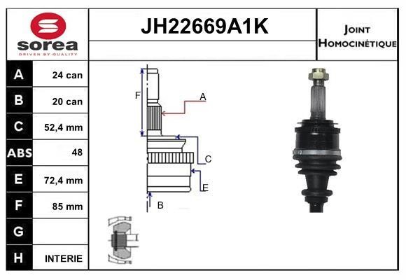 SNRA JH22669A1K Joint kit, drive shaft JH22669A1K
