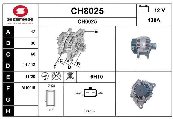 SNRA CH8025 Alternator CH8025