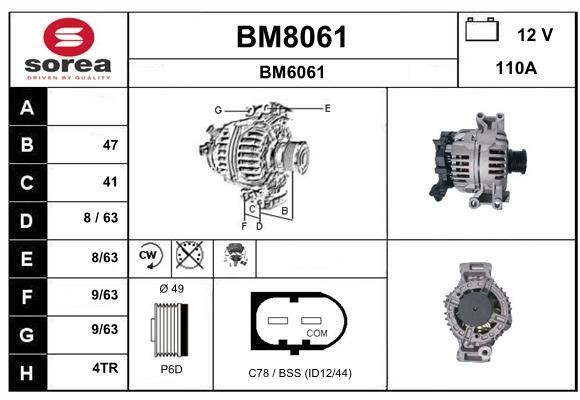 SNRA BM8061 Alternator BM8061