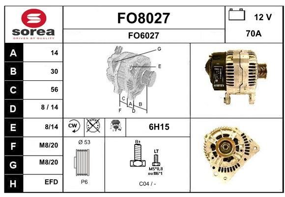 SNRA FO8027 Alternator FO8027