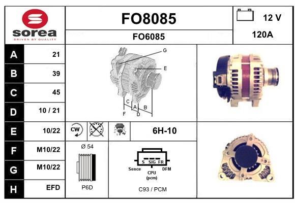SNRA FO8085 Alternator FO8085