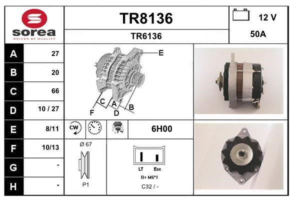 SNRA TR8136 Alternator TR8136