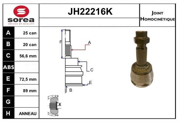 SNRA JH22216K CV joint JH22216K