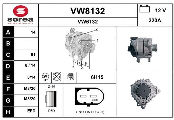 SNRA VW8132 Alternator VW8132