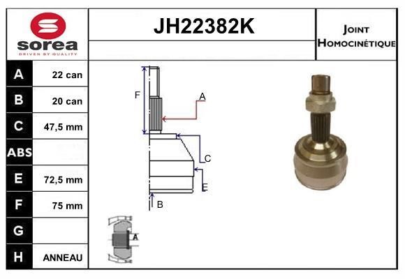 SNRA JH22382K CV joint JH22382K