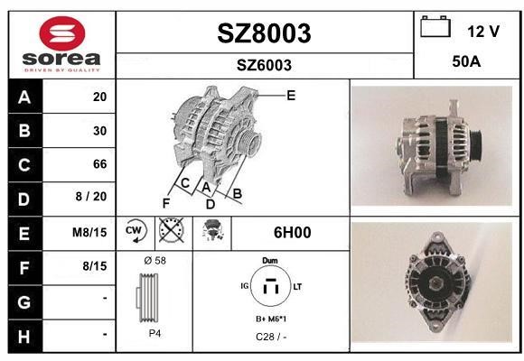 SNRA SZ8003 Alternator SZ8003