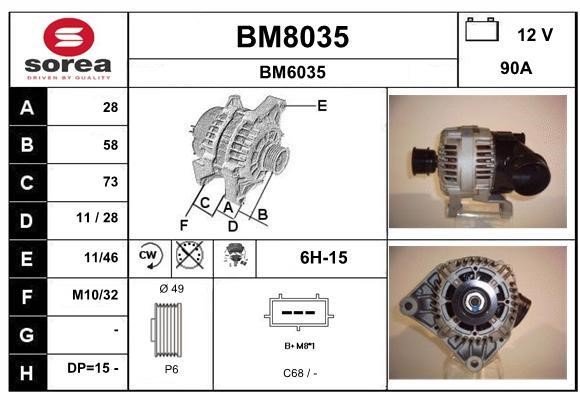 SNRA BM8035 Alternator BM8035
