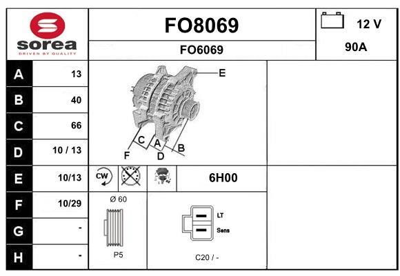 SNRA FO8069 Alternator FO8069