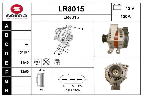 SNRA LR8015 Alternator LR8015