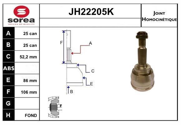 SNRA JH22205K CV joint JH22205K