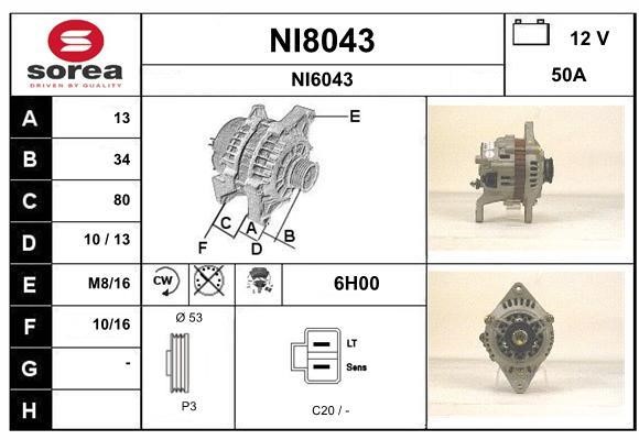 SNRA NI8043 Alternator NI8043