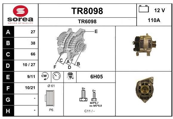 SNRA TR8098 Alternator TR8098