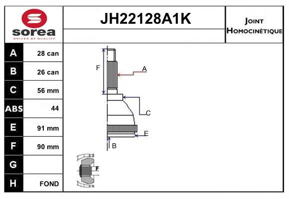 SNRA JH22128A1K CV joint JH22128A1K