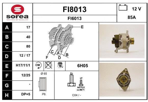SNRA FI8013 Alternator FI8013