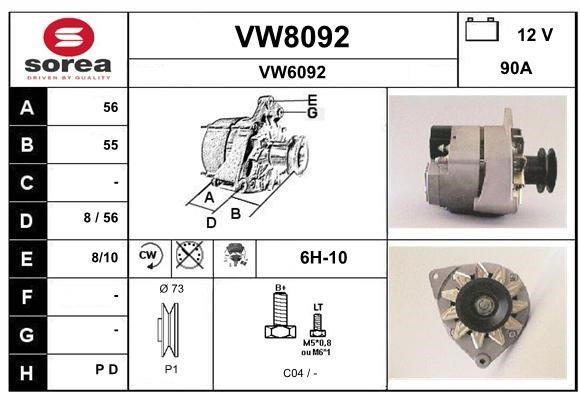 SNRA VW8092 Alternator VW8092