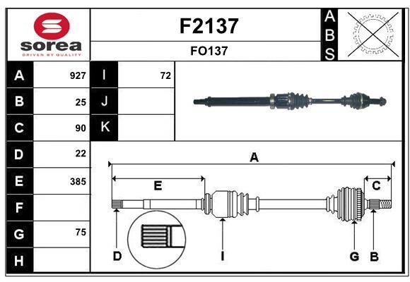 SNRA F2137 Drive Shaft F2137