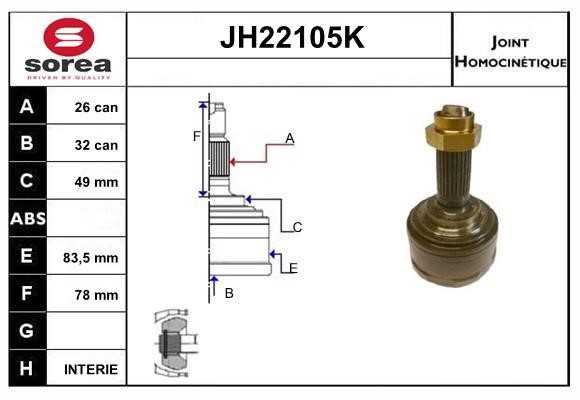 SNRA JH22105K CV joint JH22105K