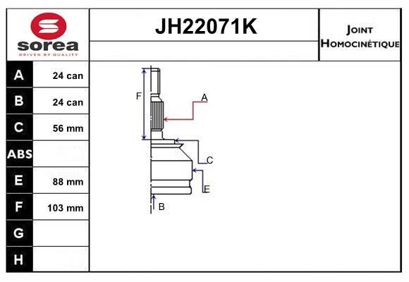 SNRA JH22071K CV joint JH22071K