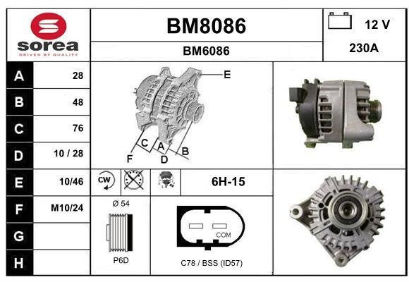 SNRA BM8086 Alternator BM8086