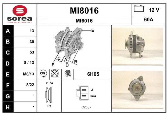 SNRA MI8016 Alternator MI8016