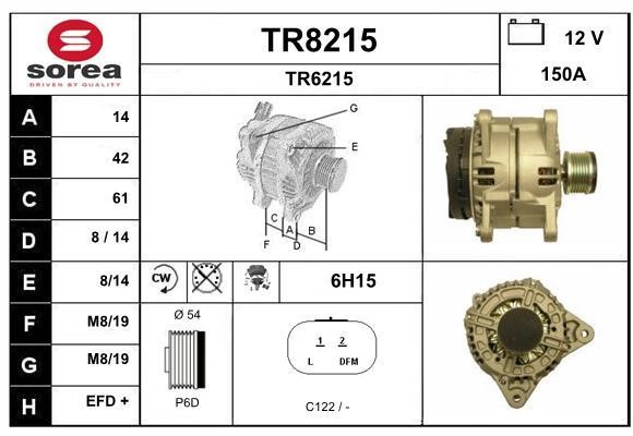 SNRA TR8215 Alternator TR8215