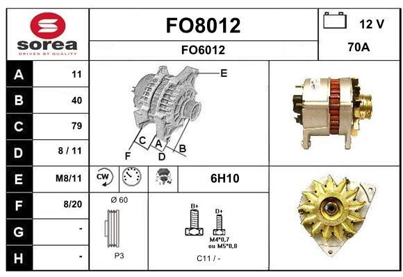 SNRA FO8012 Alternator FO8012