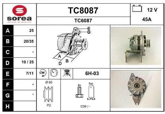 SNRA TC8087 Alternator TC8087