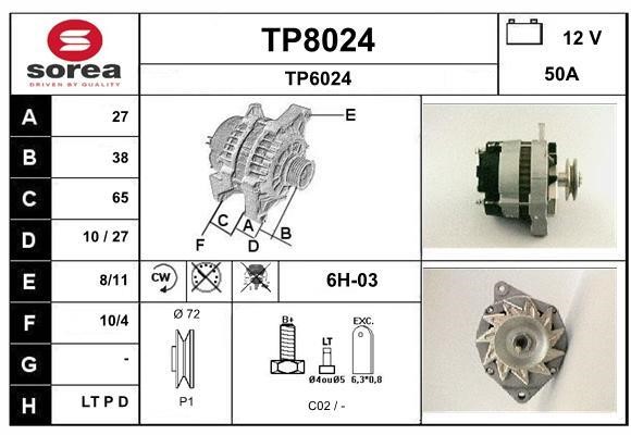 SNRA TP8024 Alternator TP8024