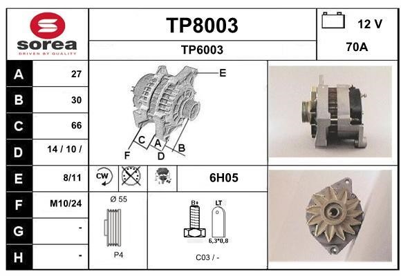 SNRA TP8003 Alternator TP8003