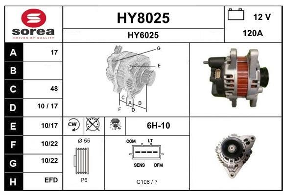 SNRA HY8025 Alternator HY8025