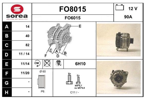 SNRA FO8015 Alternator FO8015