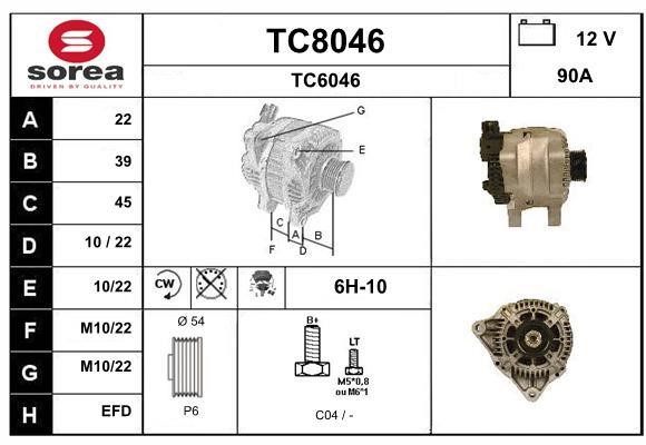 SNRA TC8046 Alternator TC8046