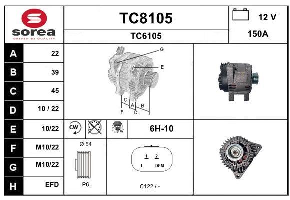 SNRA TC8105 Alternator TC8105
