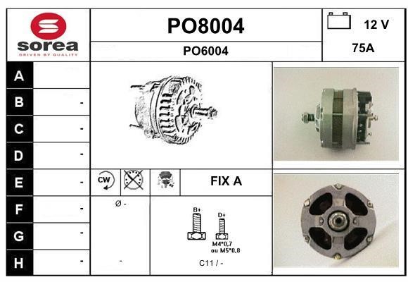 SNRA PO8004 Alternator PO8004