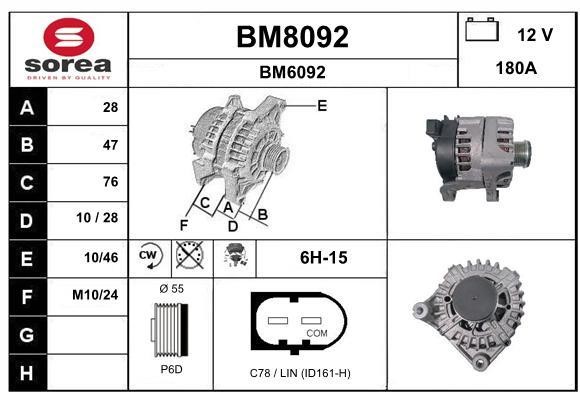 SNRA BM8092 Alternator BM8092