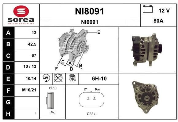 SNRA NI8091 Alternator NI8091