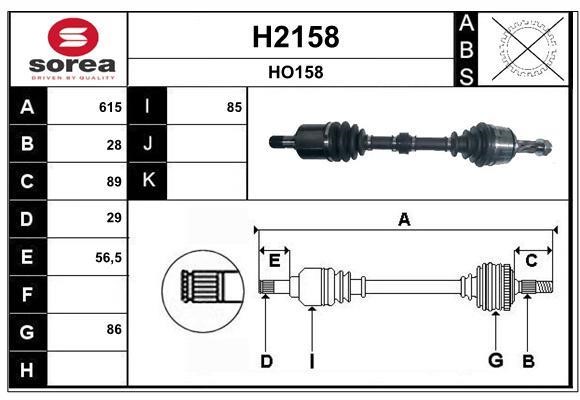 SNRA H2158 Drive Shaft H2158