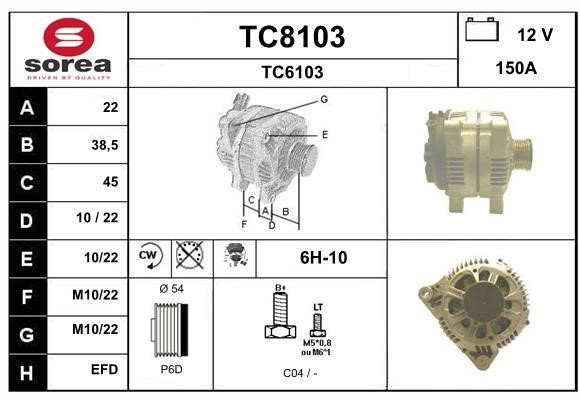 SNRA TC8103 Alternator TC8103
