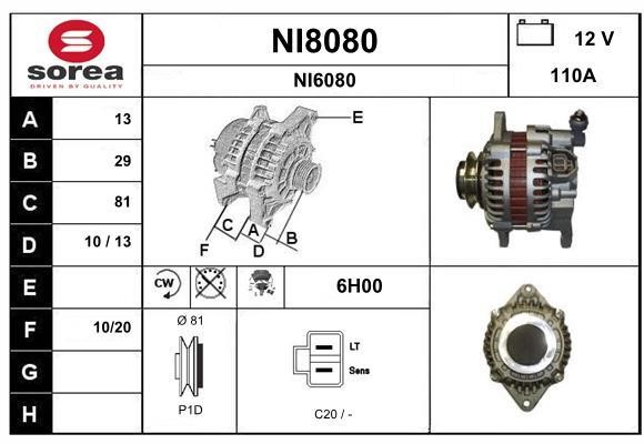 SNRA NI8080 Alternator NI8080