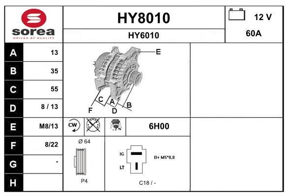 SNRA HY8010 Alternator HY8010