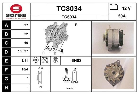 SNRA TC8034 Alternator TC8034