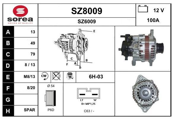 SNRA SZ8009 Alternator SZ8009