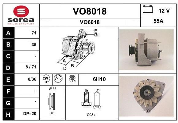 SNRA VO8018 Alternator VO8018