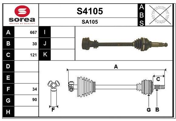 SNRA S4105 Drive Shaft S4105