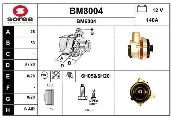 SNRA BM8004 Alternator BM8004